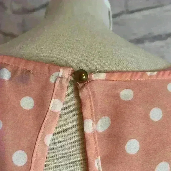 Papermoon women's blouse pink and white polka dot tulip sleeves size M - Picture 5 of 8